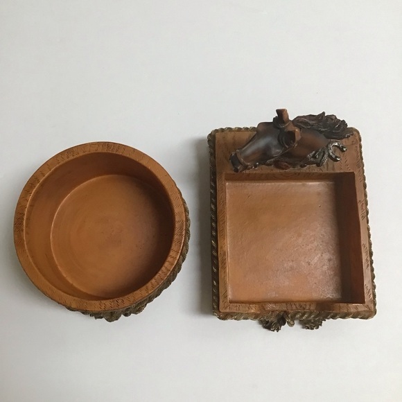 Equestrian Horse Desk SET Note Holder Paper Clip Cup Resin Rope Western Vintage - Picture 13 of 16